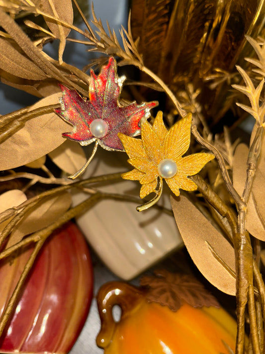 Iridescent Pearl Leaf Brooch